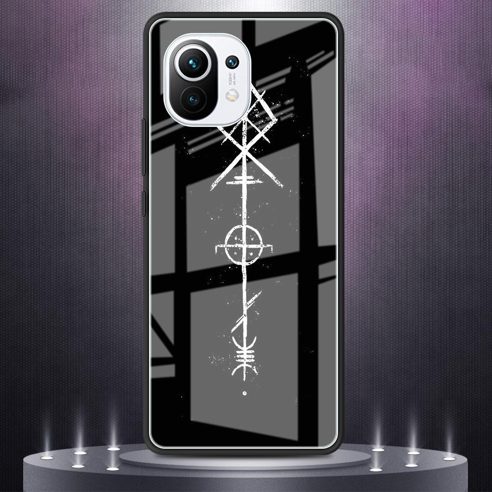 Tempered Glass Case For Xiaomi Mi Poco X3 NFC 11 Ultra Note 10 Lite 10T Pro F3 9T 11i M3 Shell Phone Cover Viking Vegvisir Logo