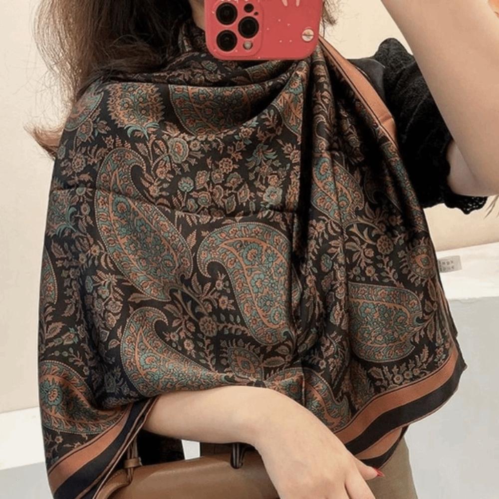 Flower Silk Scarf Shawls Sunscreen Lady Wraps Fashion Mesh Neck Scarves Party