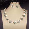Juegos de Joyería de Novia de Cristal para Mujeres Lujosos Hojas Gargantilla Collar Pendientes Vestido de Boda Juegos de Collares de Novia Moda