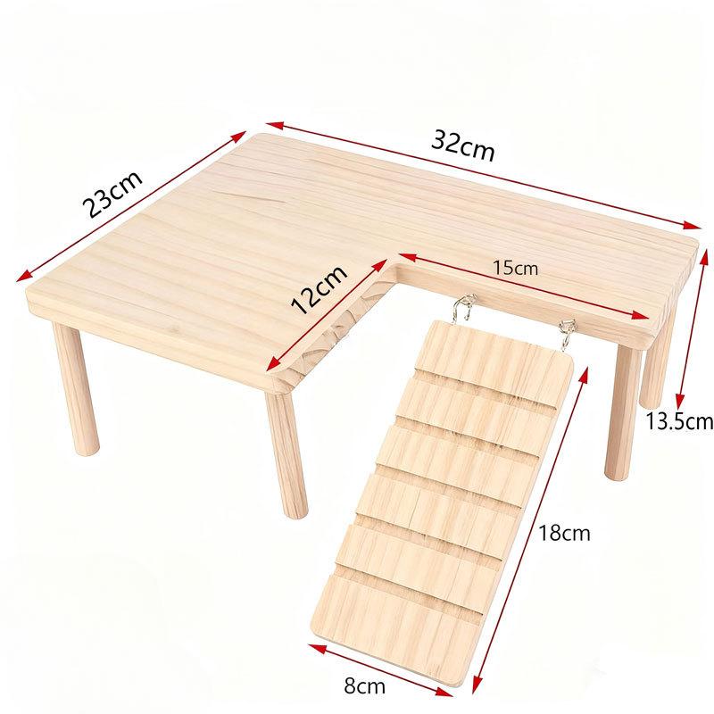 Hamster Wooden Play Platform Ladder Small Animal Climbing Stair Jumping Shelf Cage Toy for Dwarf Hamster Mice