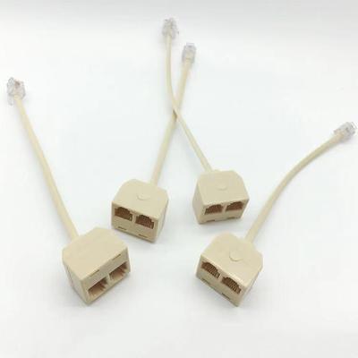 RJ11 Splitter: 1 Male To 2 Female Telephone Adapter (Cow Horn)
