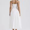 Summer Fashion Strap Dress Elegant Printed Zipper Long Dress