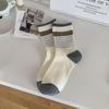 Women's Fall Trend Simple Striped Curled Boneless Mid Barrel Pile Cotton Socks