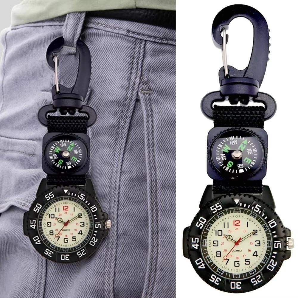 with Compass Compass Watch Black Carabiner Watch Unisex Pocket Watch Outdoor Sports