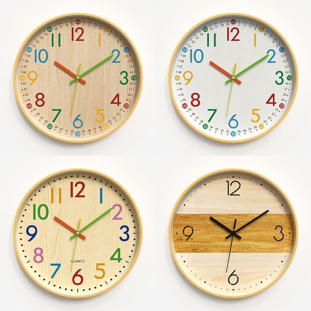 12 Inch Numeral Wall Clock Colorful Children Clock Easy Read Quartz Clock  Classroom Decors