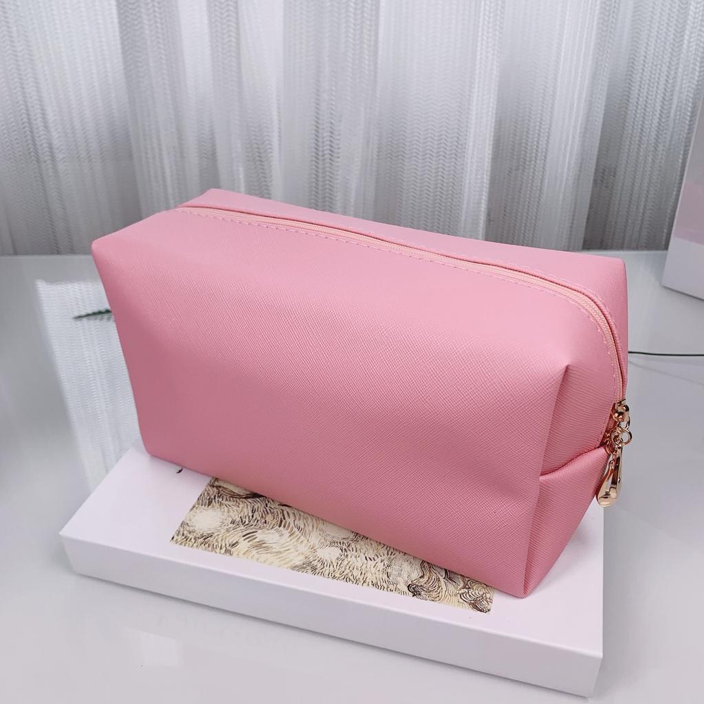 Einfarbig Make-Up Tasche Frauen Kosmetik Tasche Wasserdichte PU Leder Reise Tragbare Waschen Kulturbeutel Lagerung Tasche Organizer Geldbörse