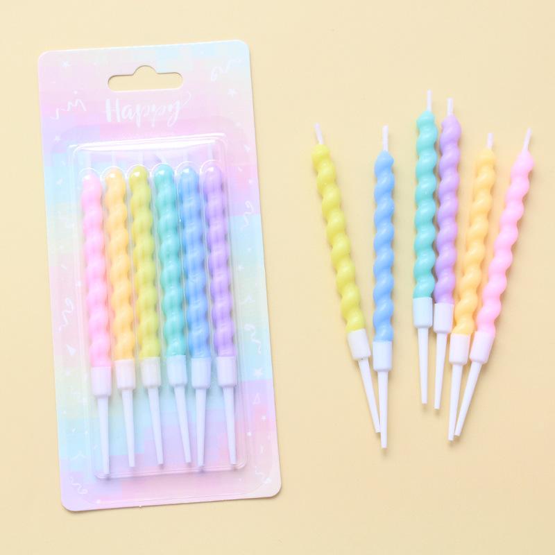 Suck Card Macaron Color Thread Birthday Candle Romantic Baking Creative Party Colorful Graceful Spiral Candle