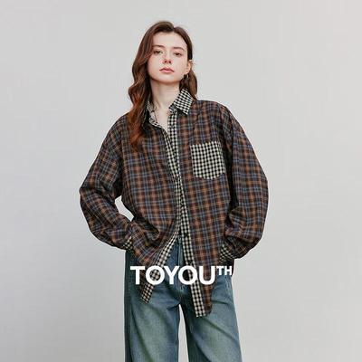 Chuyu Women's Plaid & Stripe Long Sleeve Shirt