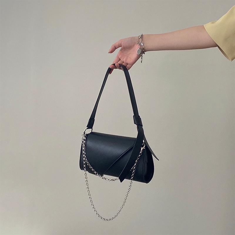 IELGY Niche Design Black Trendy Chain Bag Wild Fashion Foreign Style Single Shoulder Bag Messenger Bag