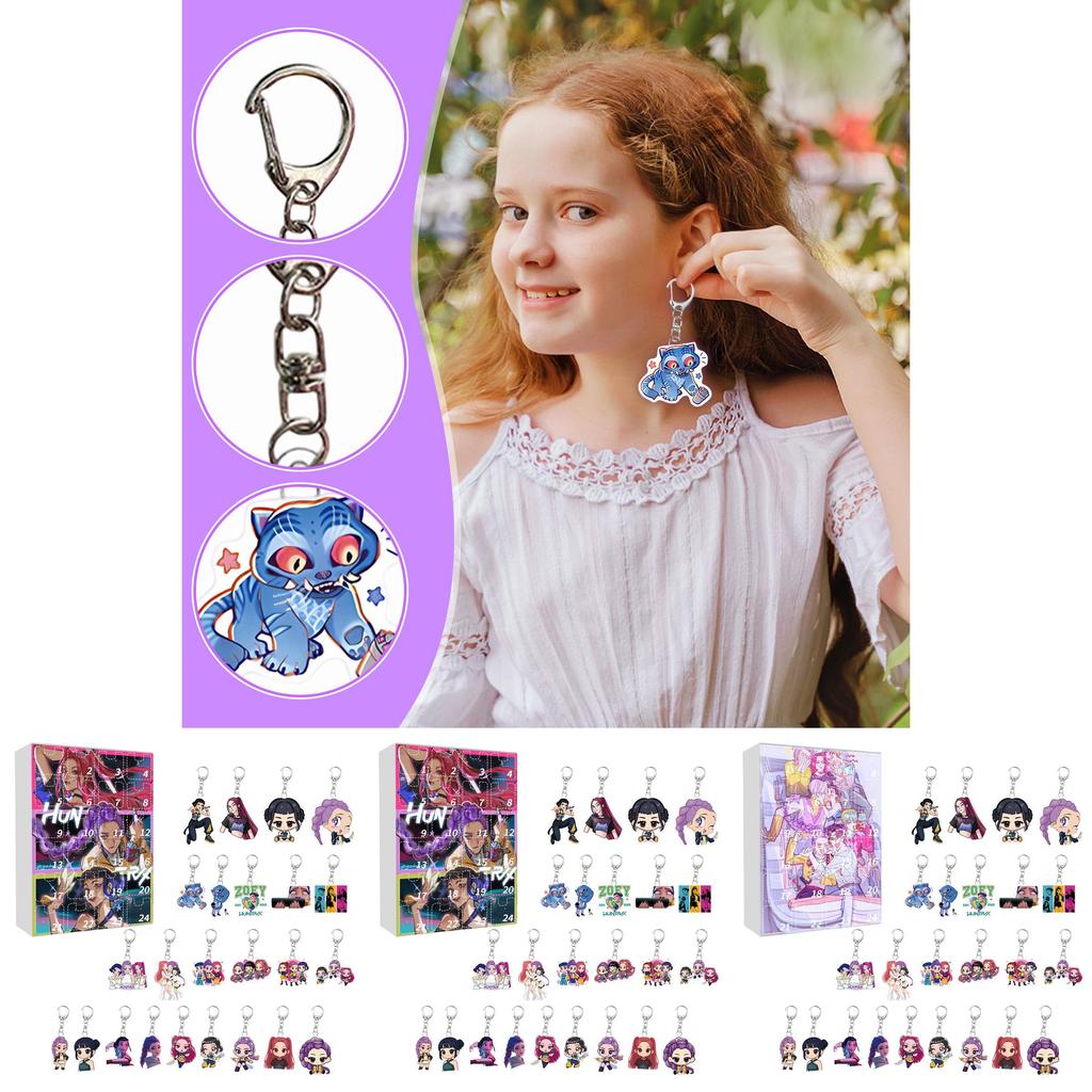 Kpop Demon Hunters Christmas Advent Calendar Keychain Acrylic Party Favor For Fans