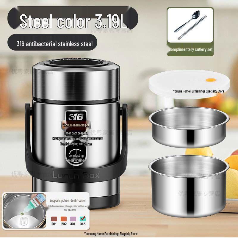 

316 Stainless Steel Insulated Lunch Box for Students & Office Workers 1.69L with utensils