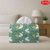 1pc Tissue Box, 2D Flat, White Peacock Chinoiserie Turquoise. Suitable for Kitchen, Car, Elegant Decorative Box, Intended for Living Room, Bedroom, An
