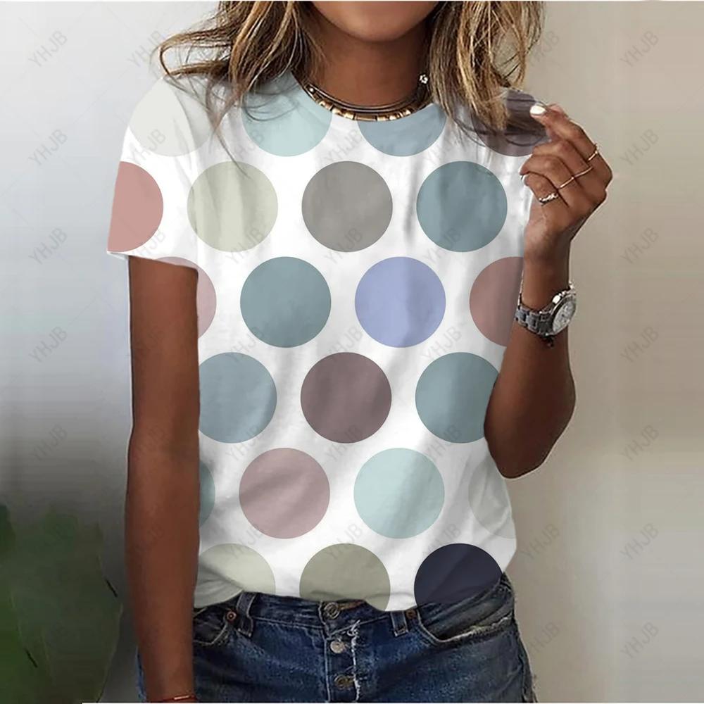 Damen T-Shirts mit Punktdruck, kurzärmelig, 90er-Jahre-Trend, Damen-Print, Grafik-T-Shirt, Damen