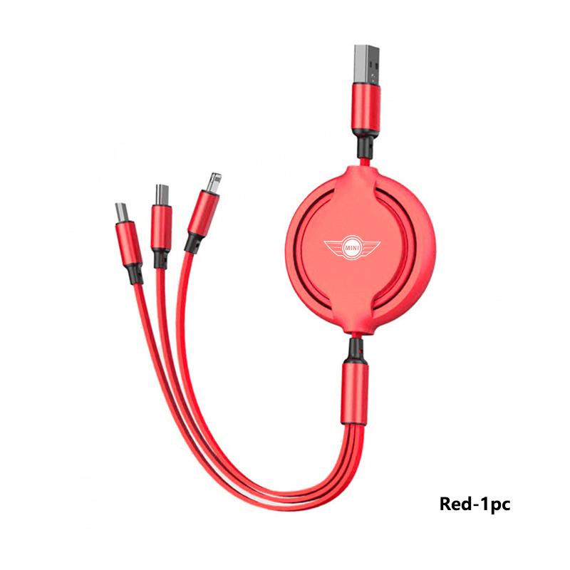 For MINI Multifunctional 3 in 1 Retractable Data Cable Fast Charging Data Wire Cooper One S JCW Countryman R56 R50 R53 R55 F56 ulqch44