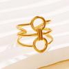 European Simple Style Geometric Circle Design Open Ring for Women - Stainless Steel