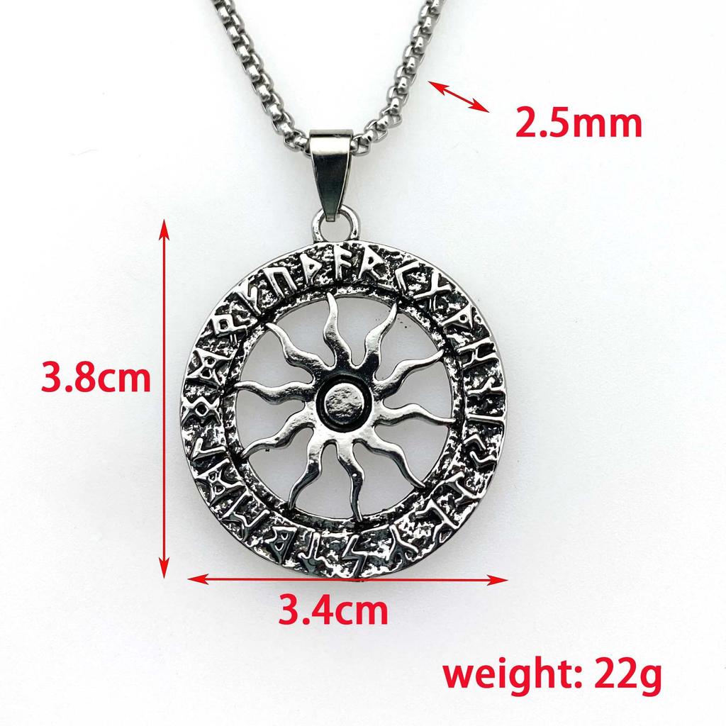 Accessories Vintage Viking Text Ring Sunflower Titanium Steel Necklace Alloy Pendant