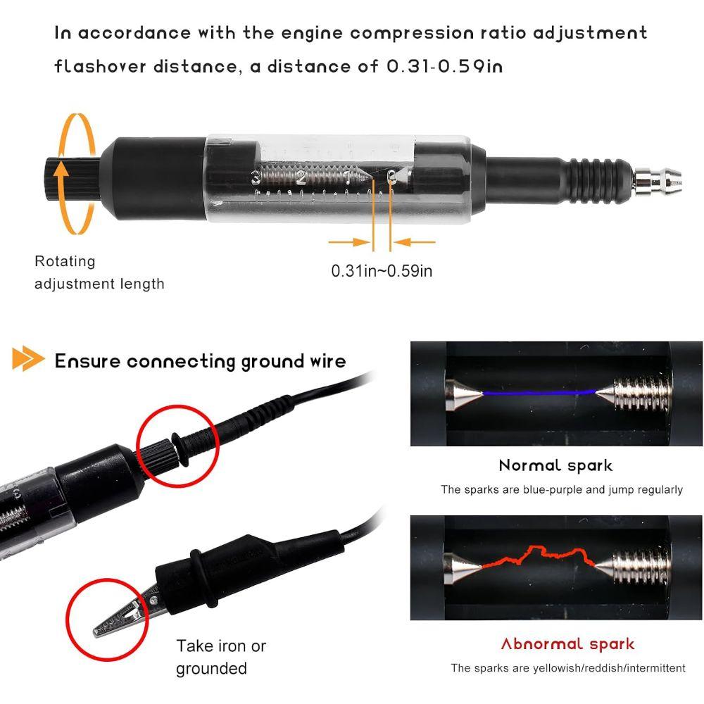 Flashover Gauge Car Sparking Plug Tester Adjustable Engine In Line Tester Engine Maintenance
