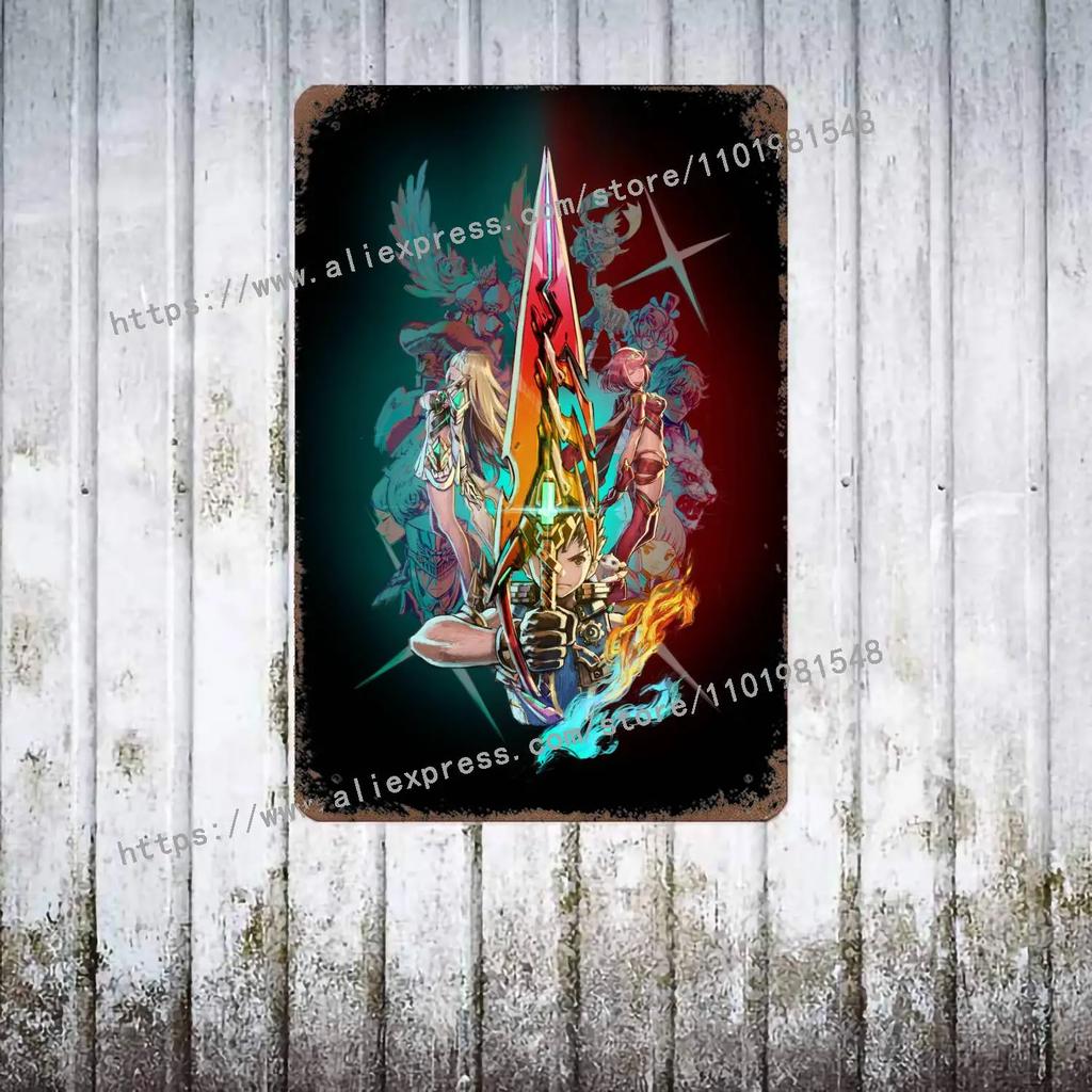 Xenoblade Chronicles 2 Hikari Poster Vintage Tin Sign Metal Sign Decorative Plaque for Pub Bar Man Cave Club Wall Decoration