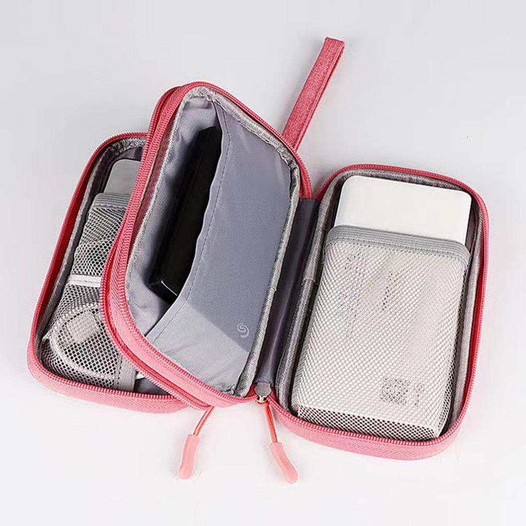 Portable Travel Organizer for Power Banks, Cables, Chargers, and Earphones.