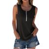 Summer Casual Solid Color Sleeveless Round Neck Small Sexy Zipper Decorated T-shirt Top
