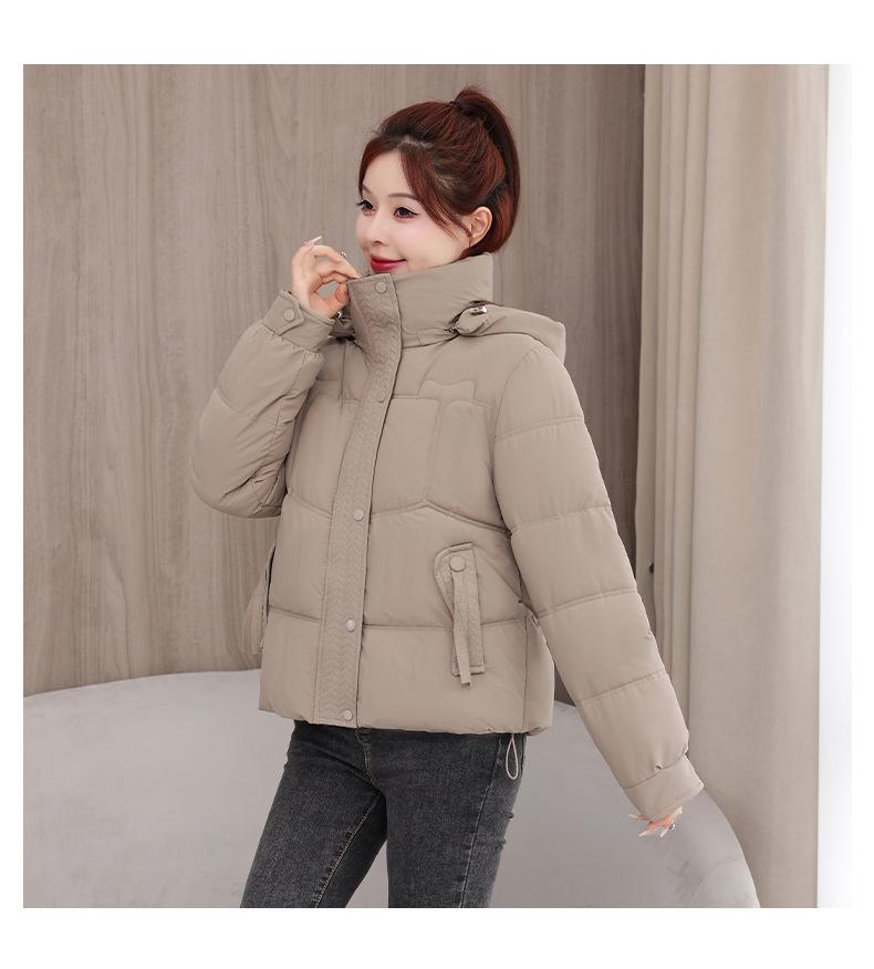 Geacă de iarnă groasă, călduroasă, scurtă, cu glugă, rezistentă la vânt, pentru femei