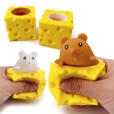 Stressabbauende Haustier Käse Maus Käse Kneif Spaß Stressball Entlüftung Eichhörnchen Tasse Streichspielzeug Fidget Toys