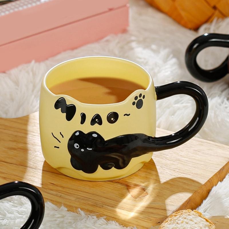 Black Cats Ceramic Mugs Heat Resistant to 1000C for Microwave Oven Use with Insulated Handle and Dishwasher Safe