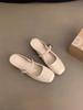 Korean version of one word with Mary Jane single shoes inner height increase women's shoes summer French silver half slippers bag head sandals women