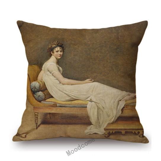 

Королевский двор, портрет, картина маслом, герцогиня, принцесса, леди, украшение дома, художественный диван, хлопковое льняное одеяло, наволочка 44x44cm No Filling