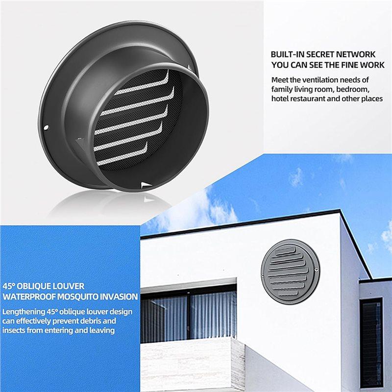 ABBP-5Pcs 4Inch 304 Stainless Steel, Louvered Grille Cover Vent Hood Flat Ducting Ventilation Air Vent Wall Air Outlet