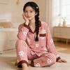 Imiteret bomuld ins japansk sløjfe pyjamas dame forår ny sød pige langærmet loungewear todelt sæt
