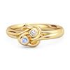 Moonstone Dual Stone Stackable Ring - 925 Sterling Silver Gold Vermeil