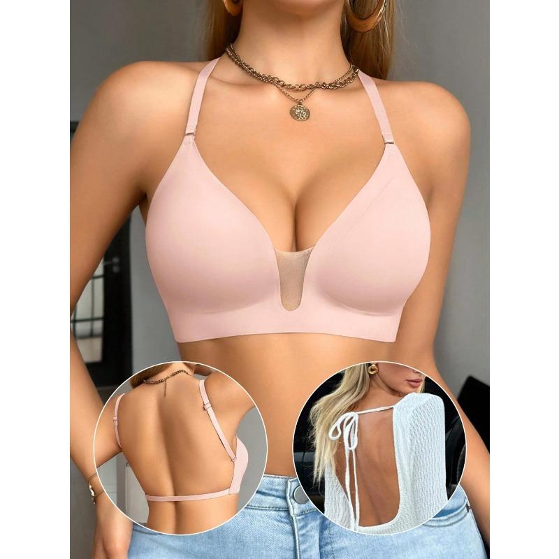 Women's Multi-Way Beauty Back Bra Sexy Backless Halter Bra Plus Size Push Up Brassiere