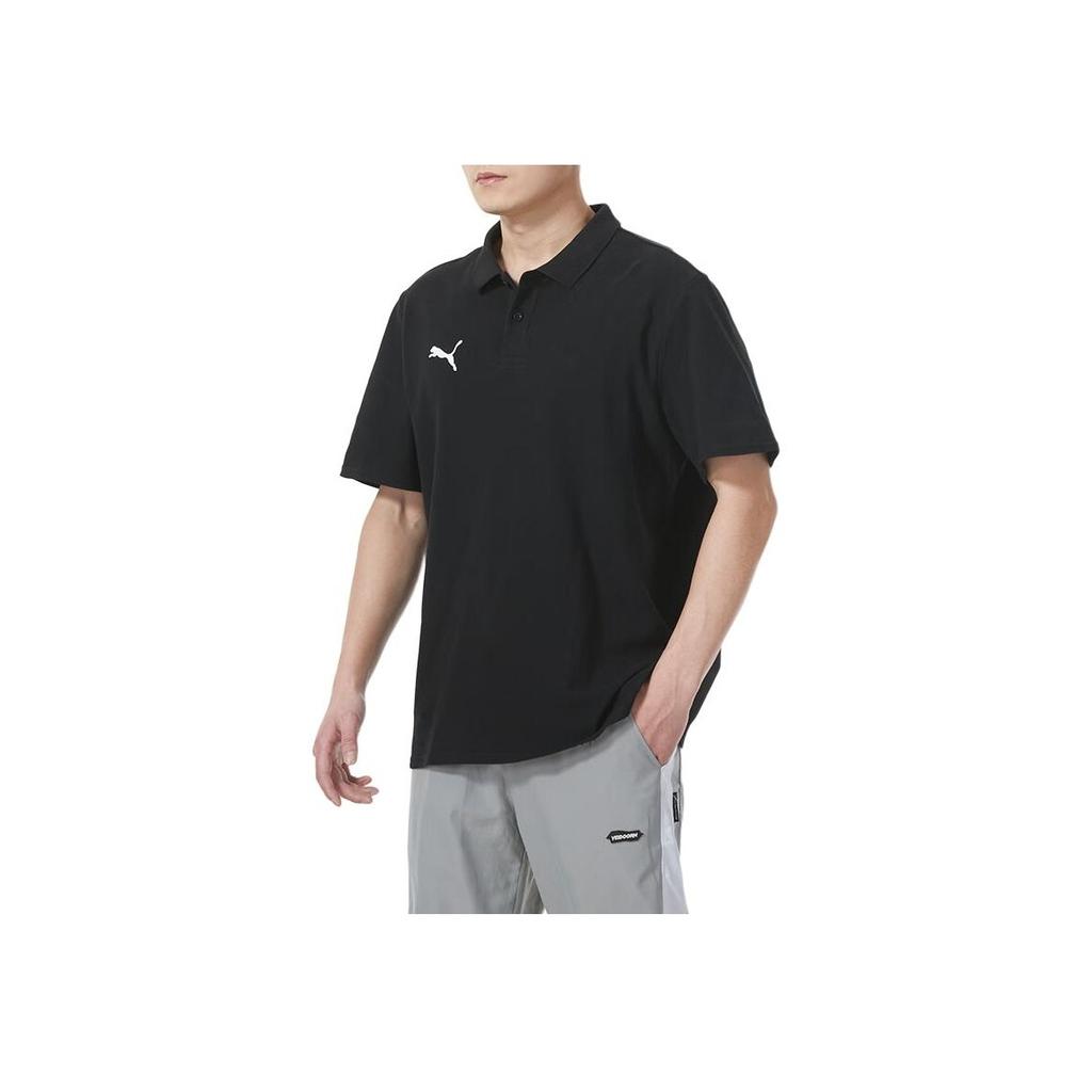 PUMA Solid Color Casual Polo Shirt Men Tops Black 658605-03