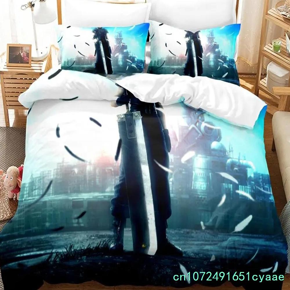 New Game Crisis Core Final Fantasy VII Bedding Set Cartoon Anime three-piece Set Adult Boys Bedroom Duvetcover Sets Couette