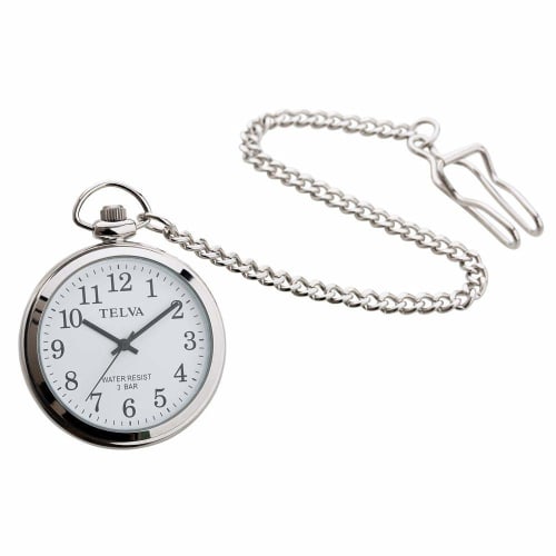 Klefer TELVA TE-AM153-WTS Men's Analog Waterproof Pocket Watch with White Dial