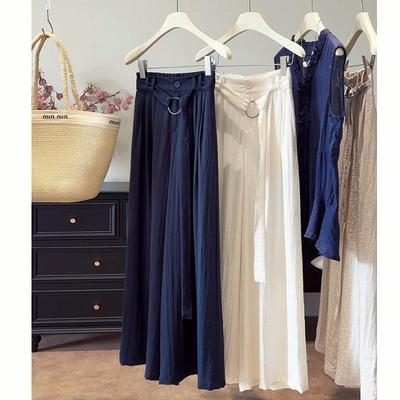Culottes Yamamoto en lin soie glacée pour femmes, printemps et été, taille élastique fine, sensation fine et tombante, pantalon ample décontracté à jambes larges
