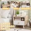 Kids Bedside Table with Drawer and Open Storage Shelf, Wooden Nightstand for Bedroom, Bedside Cabinet, White