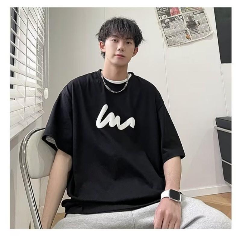 Übergröße M-8XL 2025 Herren Retro Koreanischer Gedruckter Kurzärmeliger Rundhals Lockerer T-Shirt