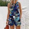 Europe and the United States 1116 new women's summer casual simple Hawaiian sleeveless vest shorts two-piece set