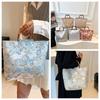 Borsa Tote Jacquard in Tela Chegsam Accessori Manico con Giunzione in Bambù Borsa a Mano Stile Cinese Grande Capacità Chiusura con Zip