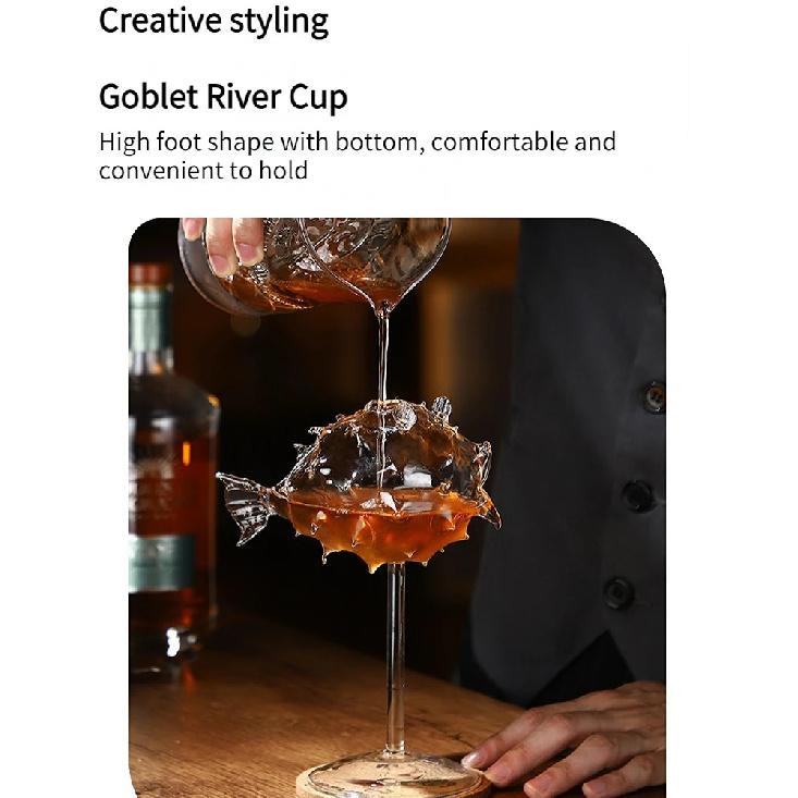Creative 3D Transparent Fish Shape Bar Cocktail Glass Party Thick Heavy Lovely Smoothies Bowl Cup Cold Drink Tiki Glasses Mug
