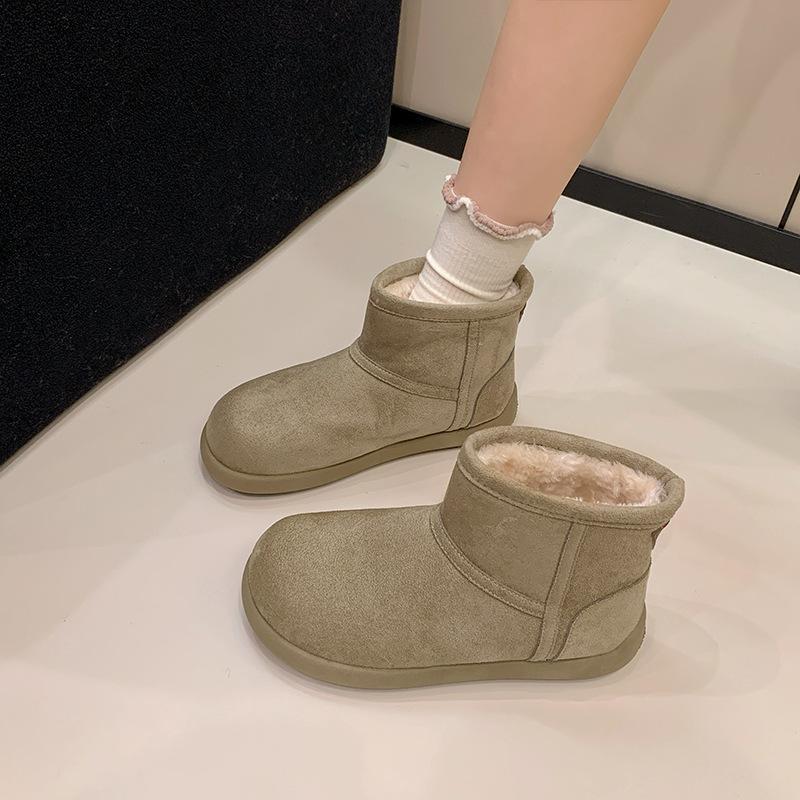 Women's Thick Bottom Short Winter Lightweight Warm Fur Integrated Plush Snow Boots Non-slip Wear Casual Sports Cotton Boots