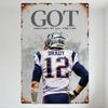 Vintage Tom Brady Greatest of All Time Metal Tin Sign New England Patriots Jersey 12 Rustic Distressed Wall Plaque for Man Cave