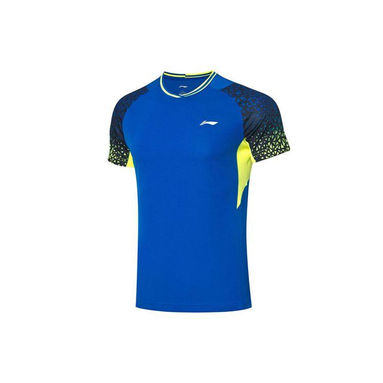 Li Ning Badminton Series Quick-Dry Casual Sports Short Sleeve Competition Set Men Sets Crystal-Blue AATQ023-1
