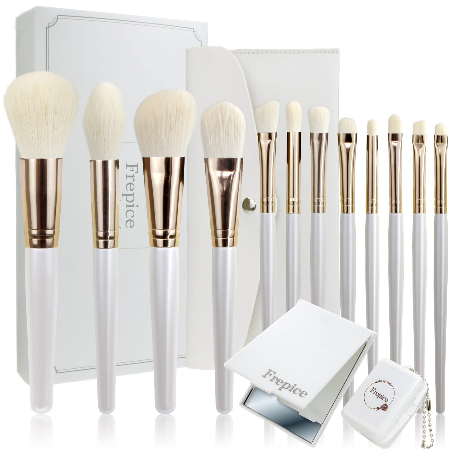 

Кисть для макияжа Frepice Soft Face Eye Makeup Storage Brush Mirror Moon [Набор 12] Кисть, Кисть, Макияж, Инструменты, Чехол, Очиститель, В комплекте/Золотой