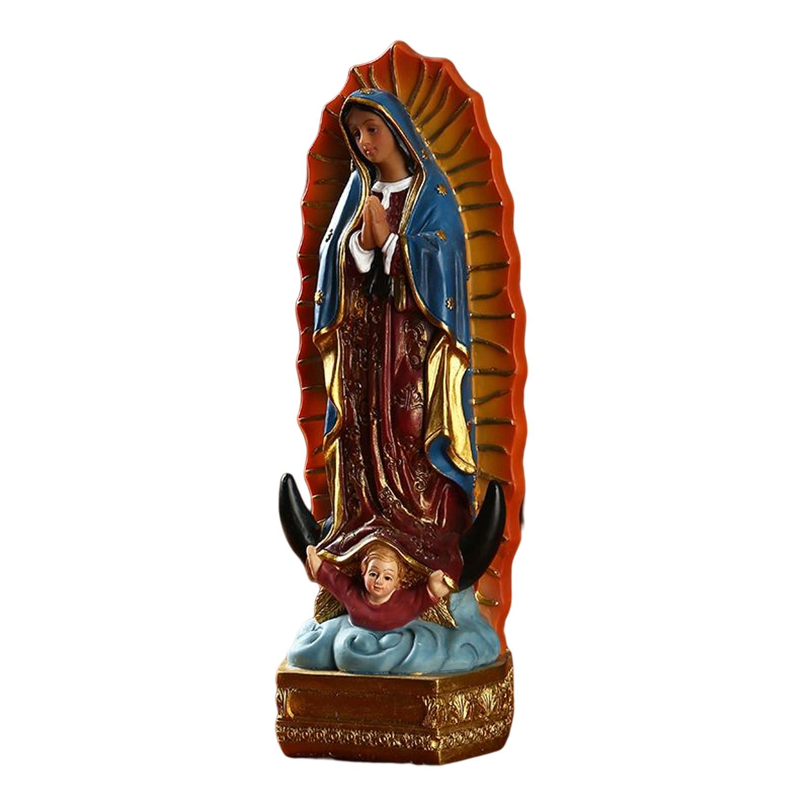 Resin Mexican Virgin Mary Statue Desktop Ornament Pray Altar Virgin Sculpture Handicrafts Christmas Gift Home Decor for Bedroom China Mainland