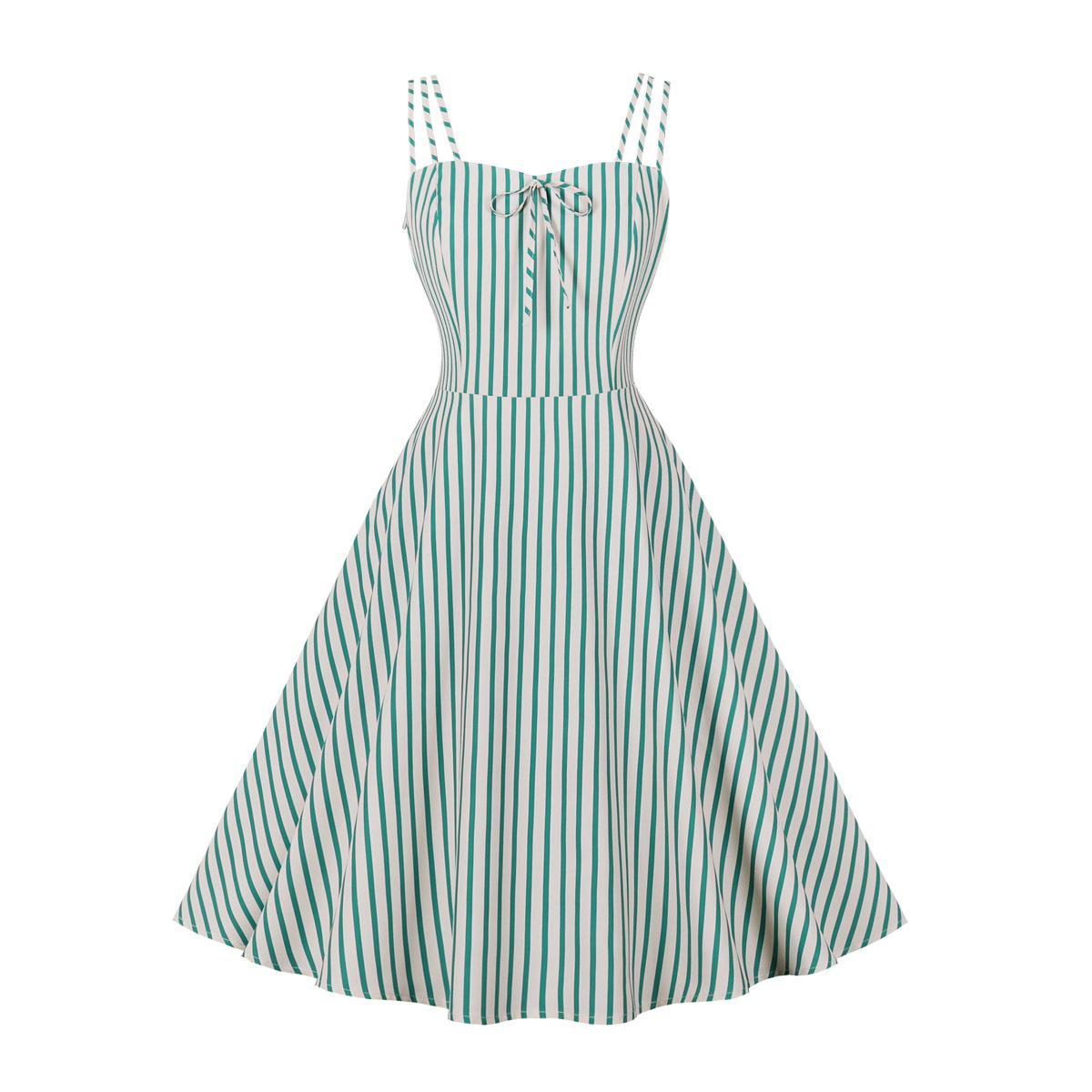 

Ретро стиль, горошек, бант спереди, вечерние свободные платья на бретельках, женское летнее винтажное хлопковое платье с гофрированной спиной S