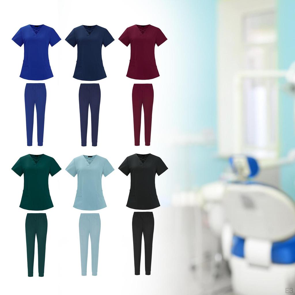 Elastic Waist Scrub Set for and Jogging, Featuring Soft Breathable Design Medical
