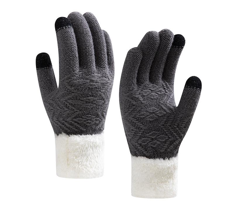Women's Winter Velvet-Lined Touchscreen Knit Gloves - Cute, Thick, Korean Style, Cold-Proof